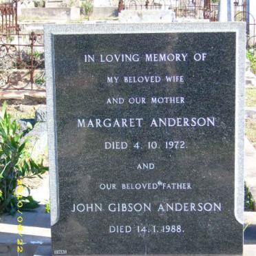 ANDERSON John Gibson -1988 &amp; Margaret -1972