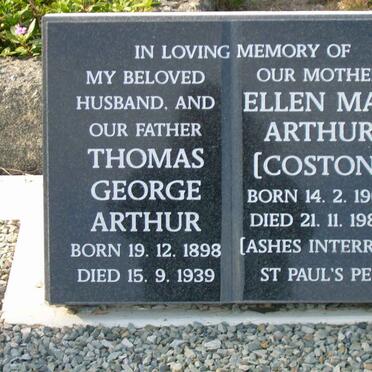 ARTHUR Thomas George 1898-1939 &amp; Ellen May COSTON 1902-1984