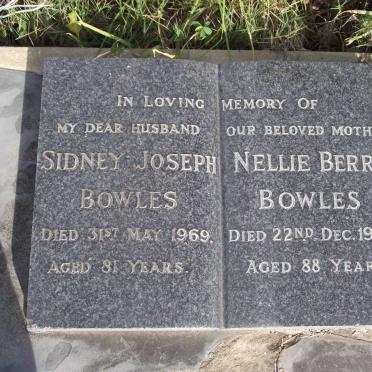 BOWLES Sidney Joseph -1969 &amp; Nellie Berry -1988