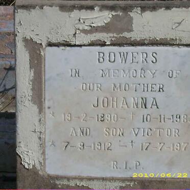 BOWERS Johanna 1890-1983 :: BOWERS Victor 1912-1977