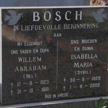 BOSCH Willem Abraham 1923-1981 &amp; Isabella Maria 1928-2002