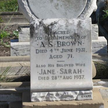 BROWN A.S. -1931 &amp; Jane Sarah -1937