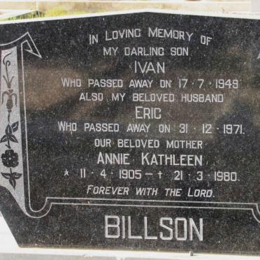 BILLSON Ivan -1949 :: BILLSON Eric -1971 :: BILLSON Anne Kathleen 1905-1980