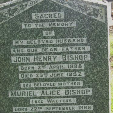 BISHOP John Henry 1888-1952 &amp; Muriel Alice WALTERS 1888-1978