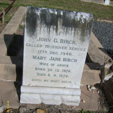 BIRCH John G. -1946 &amp; Mary Jane 1878-1974