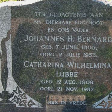 BERNARD Johannes H. 1905-1953 :: LUBBE Catherine Wilhelmina 1909-1987