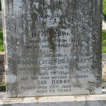 BERRY William Cecil B. -1964 &amp; Sue -1980 :: BERRY Hazel 1926-1938