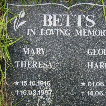 BETTS George Harold 1915-1997 &amp; Mary Theresa 1916-1997