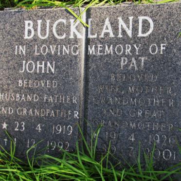BUCKLAND John 1919-1992 &amp; Pat 1920-2001