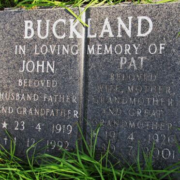BUCKLAND John 1919-1992 &amp; Pat 1920-2001