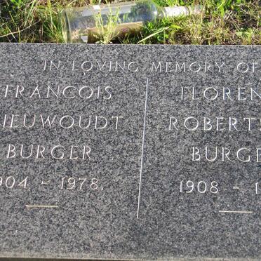 BURGER Francios Niewoudt 1904-1978 &amp; Florence Robertson 1908-1983