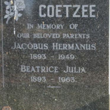 COETZEE Jacobus Hermanus 1893-1949 &amp; Beatrice Julia 1893-1963