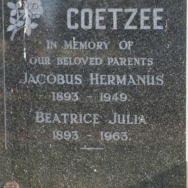 COETZEE Jacobus Hermanus 1893-1949 &amp; Beatrice Julia 1893-1963