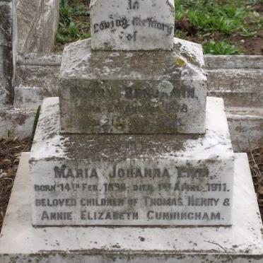 CUNNINGHAM Henry Benjamin 1878-1896 :: CUNNINGHAM Maria Johanna Emm 1888 - 1911