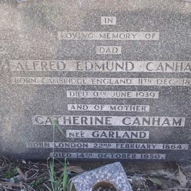 CANHAM Alfred Edmund 1866 -1939 &amp; Catherine GARLAND 1864-1950