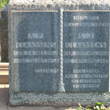 CLAASSENS S.J. 1862-1945 :: CLAASSENS A.P. 1865-1954
