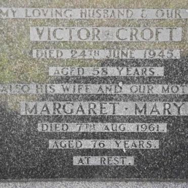 CROFT Victor -1945 &amp; Margaret Mary -1961