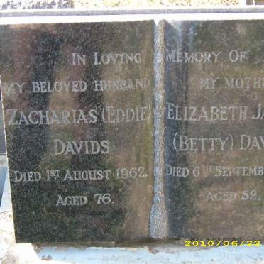 DAVIDS Zacharias -1962 &amp; Elizabeth Jacoba -1970