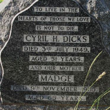 DICKS Cyril H. -1949 &amp; Madge -1965