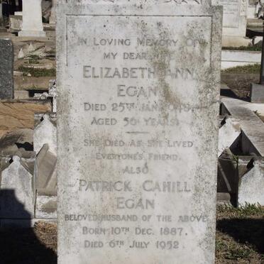 EGAN Patrick Cahill 1887-1952 &amp; Elizabeth Ann -1948 