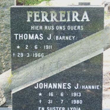 FERREIRA Thomas J. 1911-1966 &amp; Johannes J. 1913-1980 