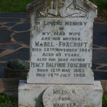 FOXCROFT Percy Balfour 1949-1958 &amp; Mabel -1944