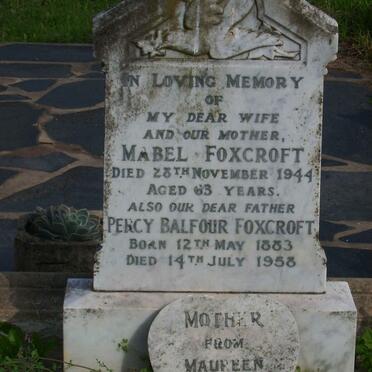 FOXCROFT Percy Balfour 1949-1958 &amp; Mabel -1944
