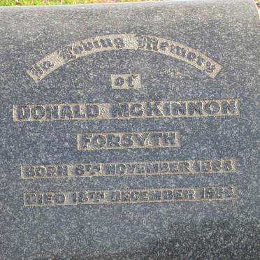 FORSYTH Donald McKinnon 1888-1936