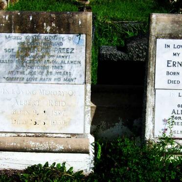 FLACK Ernest 1881-1947 &amp; Alice 1887-1969 :: REID Albert 1897-1959 :: DU PREEZ Peter -1942