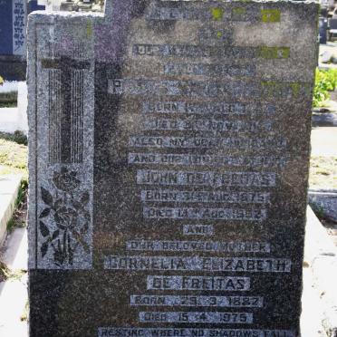 FREITAS Phyllis May, de 1918-1918 :: DE FREITAS John 1875-1952 :: DE FREITAS Cornelia Elizabeth 1887-1975