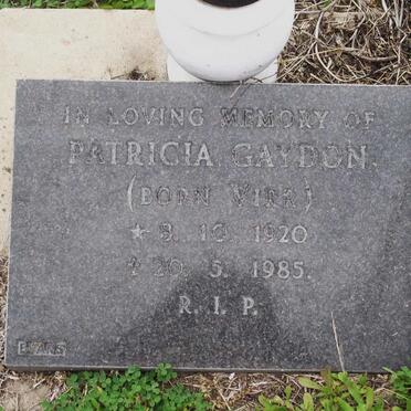 GAYDON Patricia nee VIRR 1920-1985