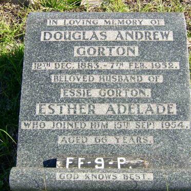GORTON Douglas Andrew 1883-1952 &amp; Esther Adelade -1954