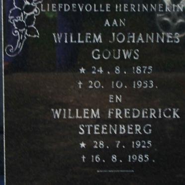 GOUWS Willem Johannes 1875-1953 :: STEENBERG Willem Frederick 1925-1985