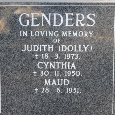 GENDERS Judith -1973 :: GENDERS Cynthia -1950 :: GENDERS Maud -1951