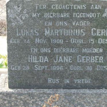 GERBER Lukas Marthinus 1900-1957 &amp; Hilda Jane 1896-1972