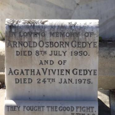 GEDYE Arnold Osborn -1950 &amp; Agatha Vivien -1975