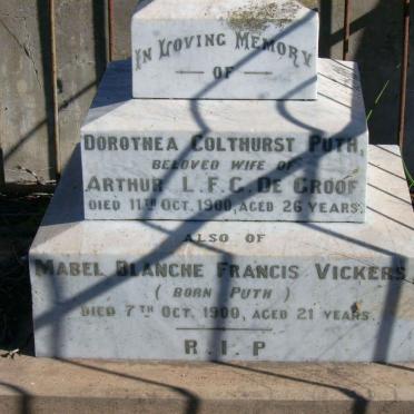 GROOF Dorothea Colthurst Puth, de  -1900 :: VICKERS  Mabel Blanche Francis nee PUTH -1900