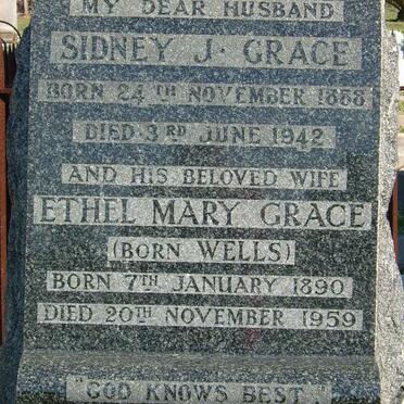 GRACE Sidney J. 1888-1942 &amp; Ethel May  WELLS 1890-1959