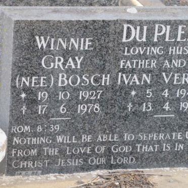 GRAY Winnie nee BOSCH 1927-1978 :: DU PLESSIS Ivan Vernon 1945-1990