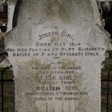 GIRI Joseph 1834-1894 &amp; ? -1919 :: GIRI I.C.C. :: GIRI William -1931