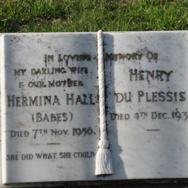 HALL Hermina -1956 :: DU PLESSIS Henry -1937