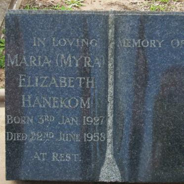 HANEKOM Maria Elizabeth 1927-1958