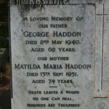 HADDON George -1940 &amp; Matilda Maria -1951
