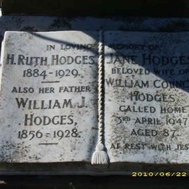 HODGES William J. 1856-1928 :: HODGES H. Ruth 1884-1929 :: HODGES Jane -1947