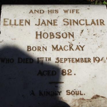 HOBSON Ellen Jane Sinclair nee MACKAY -1945