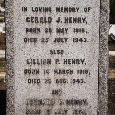 HENRY Gerald J. 1916-1943 &amp; Lillian P. 1918-1943 :: HENRY Bernard C. 1914-1943