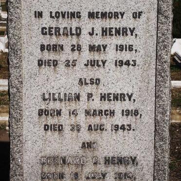 HENRY Gerald J. 1916-1943 &amp; Lillian P. 1918-1943 :: HENRY Bernard C. 1914-1943