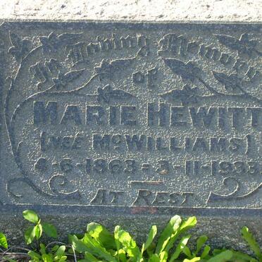 HEWITT Marie nee McWILLIAMS 1863-1933