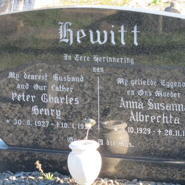 HEWITT Peter Charles Henry 1927-1991 &amp; Anna Susanna Albrechta 1929-1973