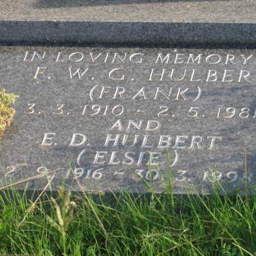 HULBERT F.W.G. 1910-1981 &amp; E.D. 1916-1998
